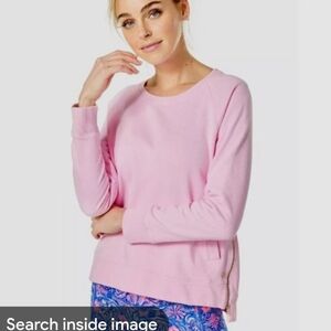 Lilly Pulitzer Light Pink Crew Neck Sweater With Side Zipper Detail
